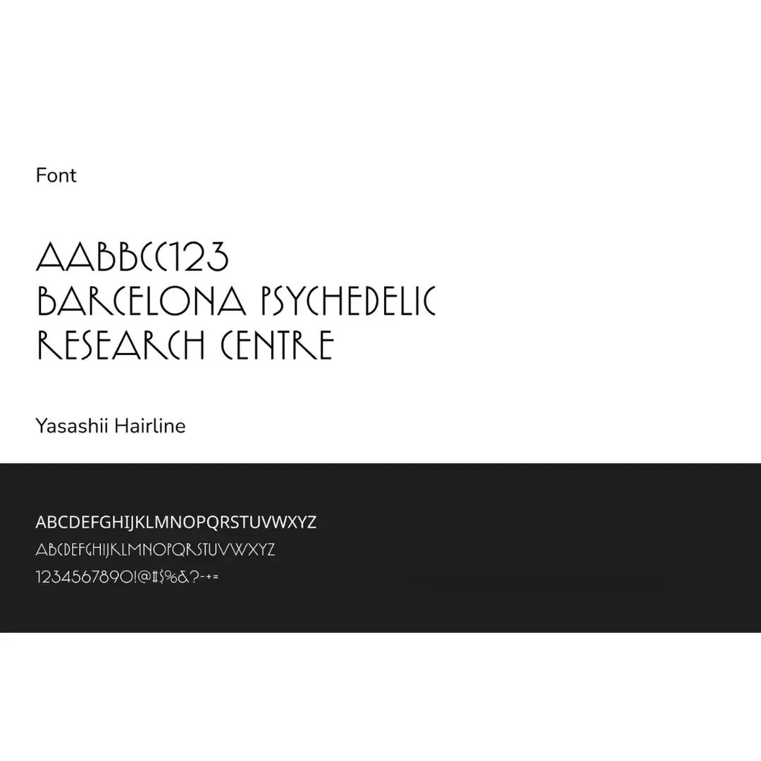 The typography sheet of the Barcelona Psychedelic Research Centre brand